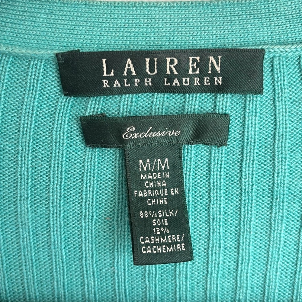 Lauren Ralph Lauren Exclusive Silk/Cashmere Ribbed Cardigan - Picture 6 of 7